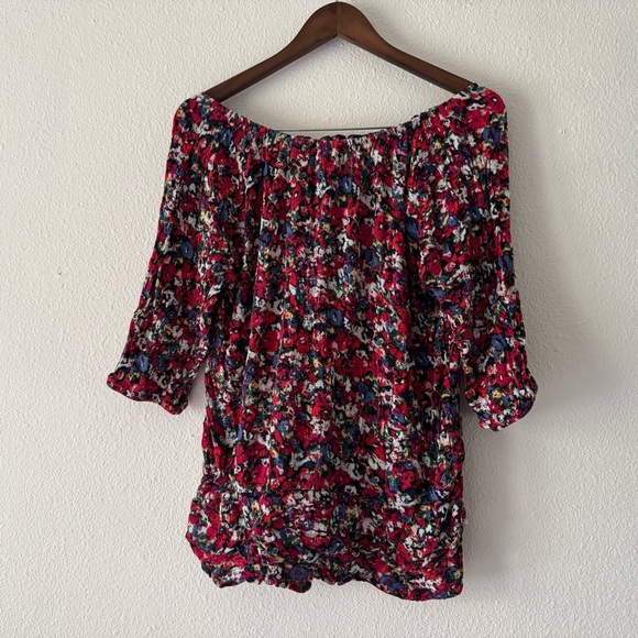 Westbound Petites Boho Floral Peplum Smocked Elastic Neck Off The Shoulder Sz PL - Picture 10 of 10